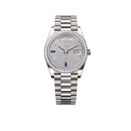 Day-Date 40 President White Gold Diamond Paved Dial with Sapphires 228349RBR