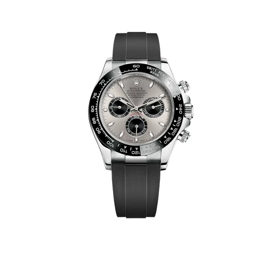 Daytona 40mm 116519 White Gold Steel Index Black Oysterflex Rubber Strap