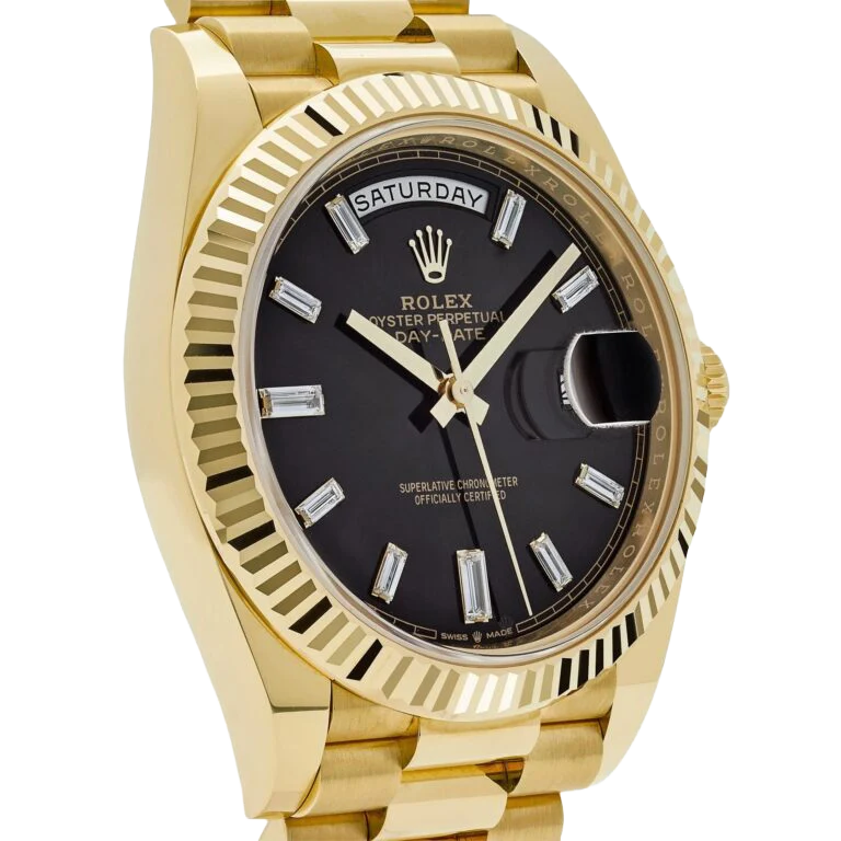 President Day-Date 40mm Black Dial Yellow Gold Diamond Mens Watch 228238