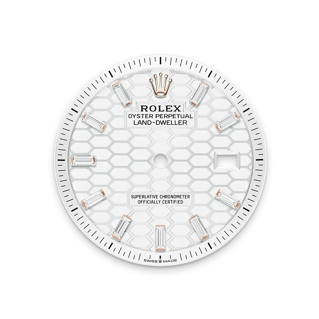 Land-Dweller Oyster 40mm Everosegold & Diamonds Intense White Honeycomb Motif Dial  127385TBR-0003