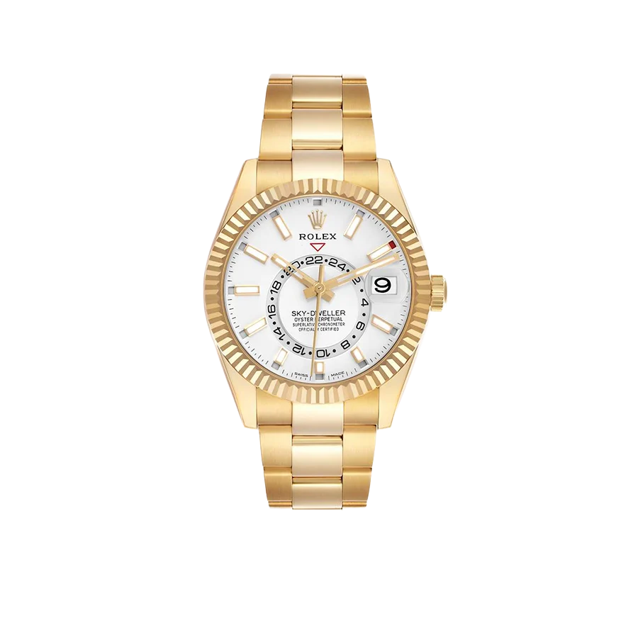 Sky-Dweller 42mm Yellow Gold White Dial Automatic Mens Watch 326938