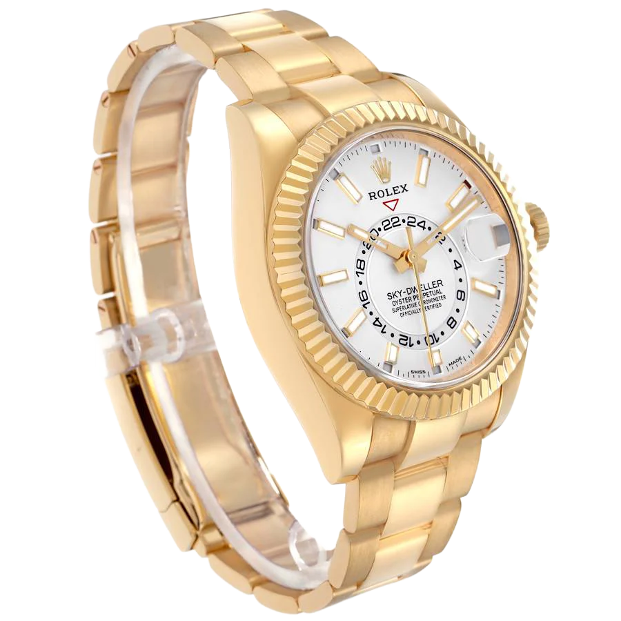 Sky-Dweller 42mm Yellow Gold White Dial Automatic Mens Watch 326938
